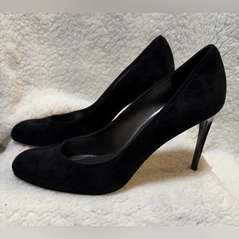 Stuart Weitzman Black Suede Women’s Round Toe Pumps Stiletto Heels Size 8.5M